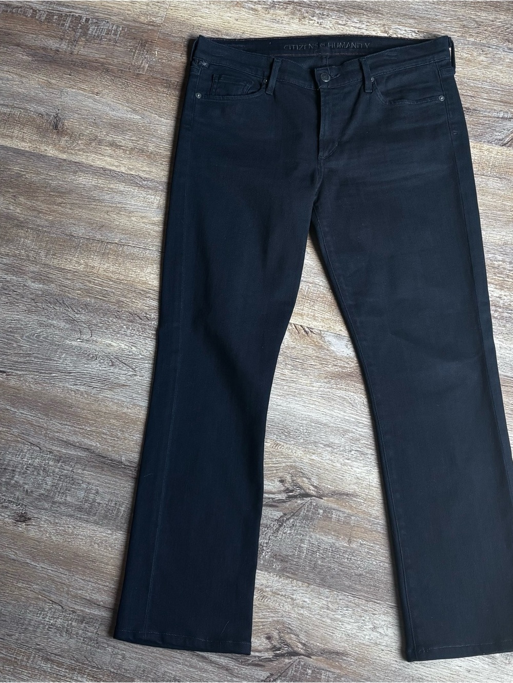 Citizens Of Humanity Elson Black Medium Rise Straight Leg Size 30